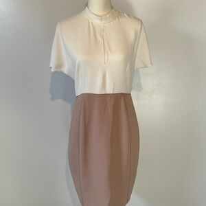 Reiss Miller Colourblock Draped Sleeve Midi Dress